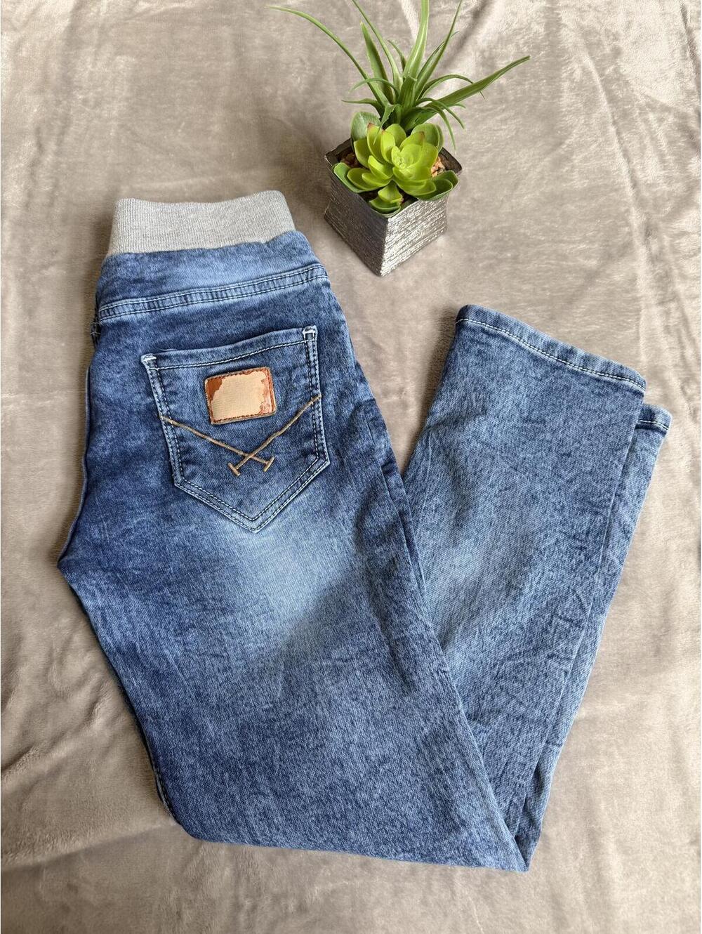 Blue Elastic Waist Denim Jeans Size Small